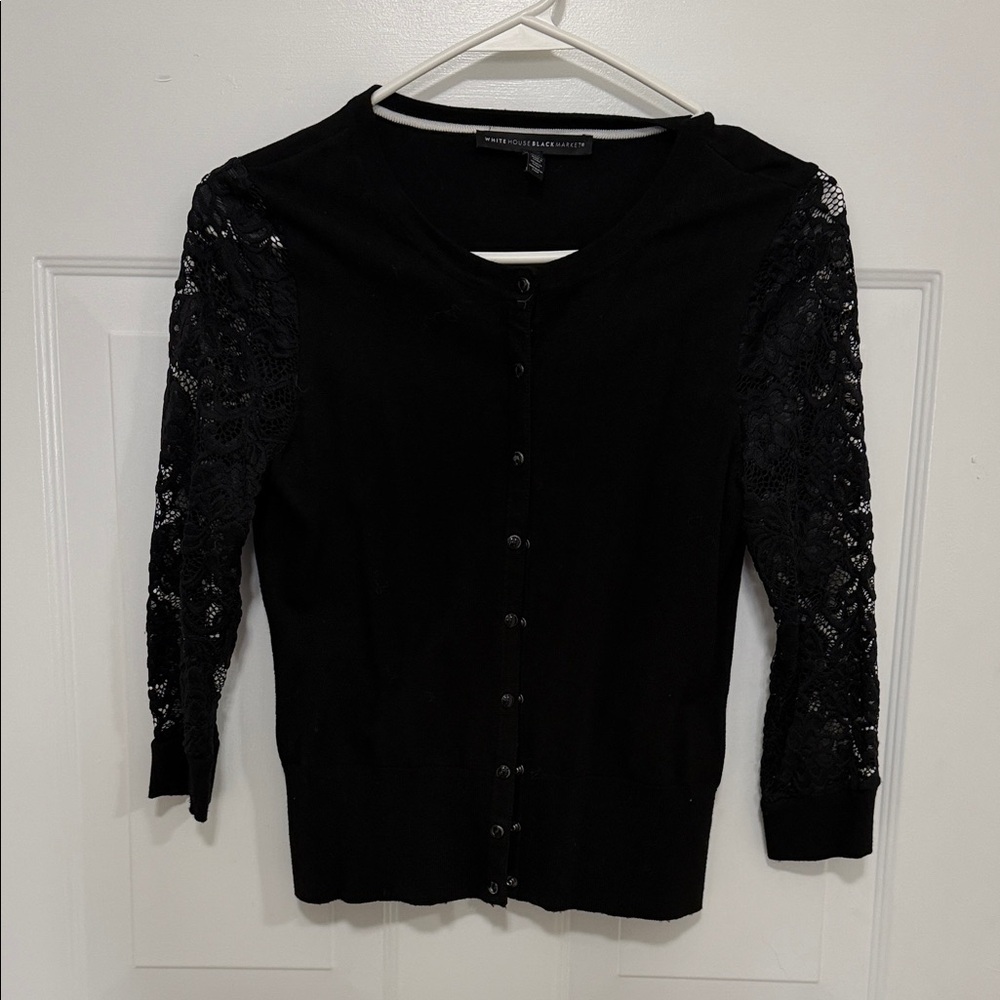 WHBM Black Lace Sleeve Cardigan
